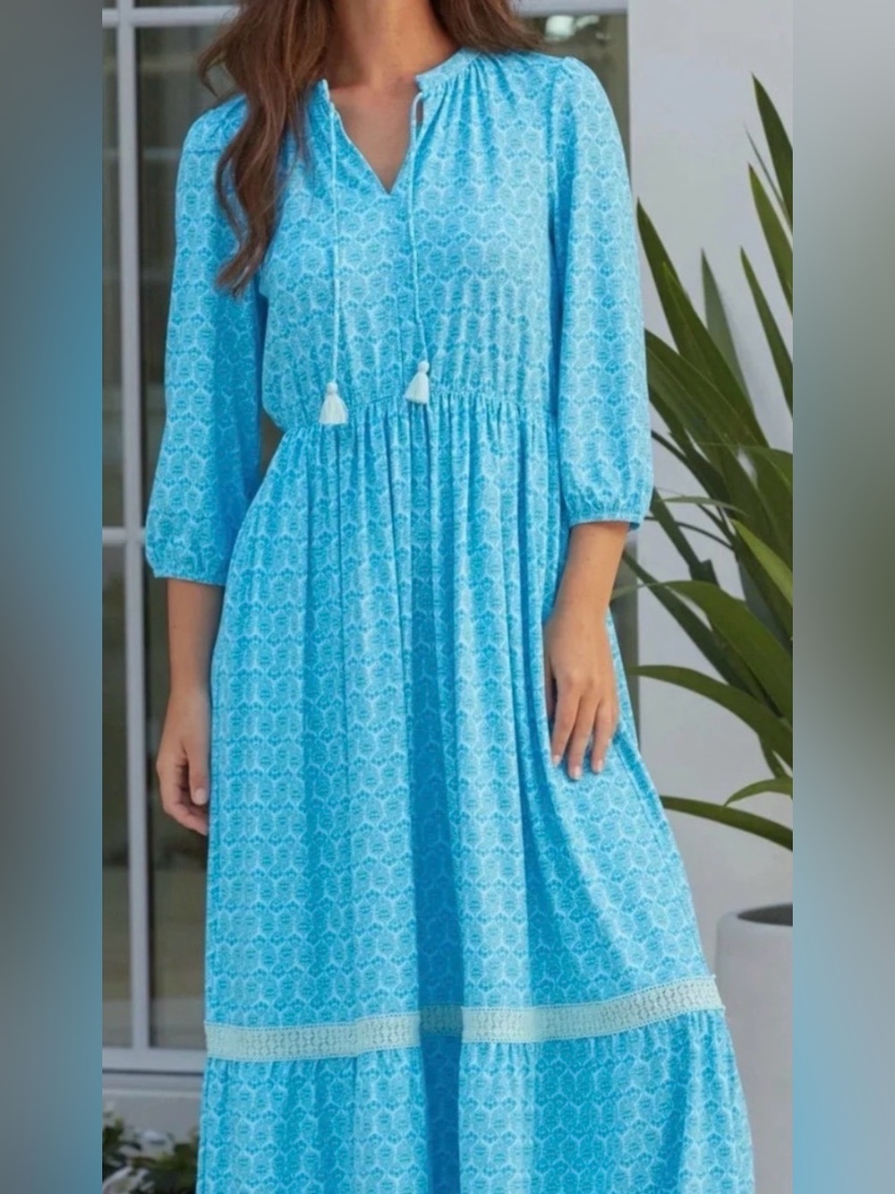 🏷️ New with tags Cabana Life Rosebay relaxed maxi dress blue size small
